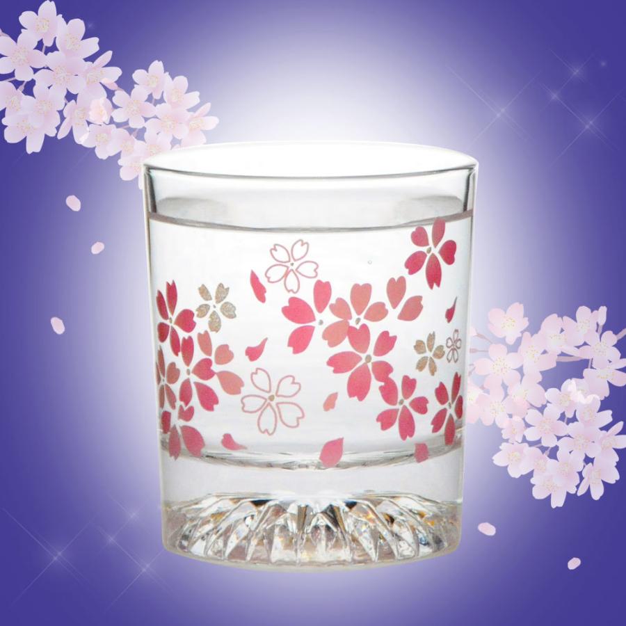 色が変わる冷感グラス 華桜 ロックグラス 210ml おしゃれ ガラス