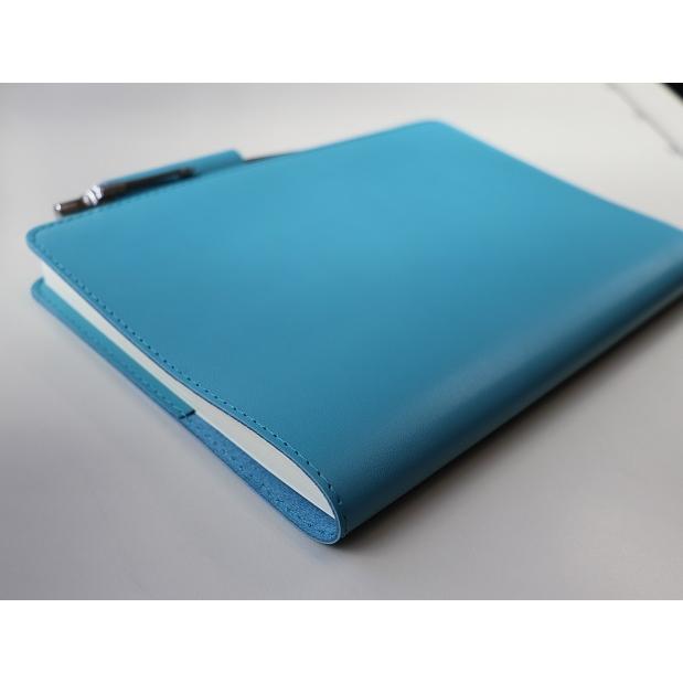 ラスト一点訳あり○本革○牛革○B6○ターコイズブルー○レザーカバー