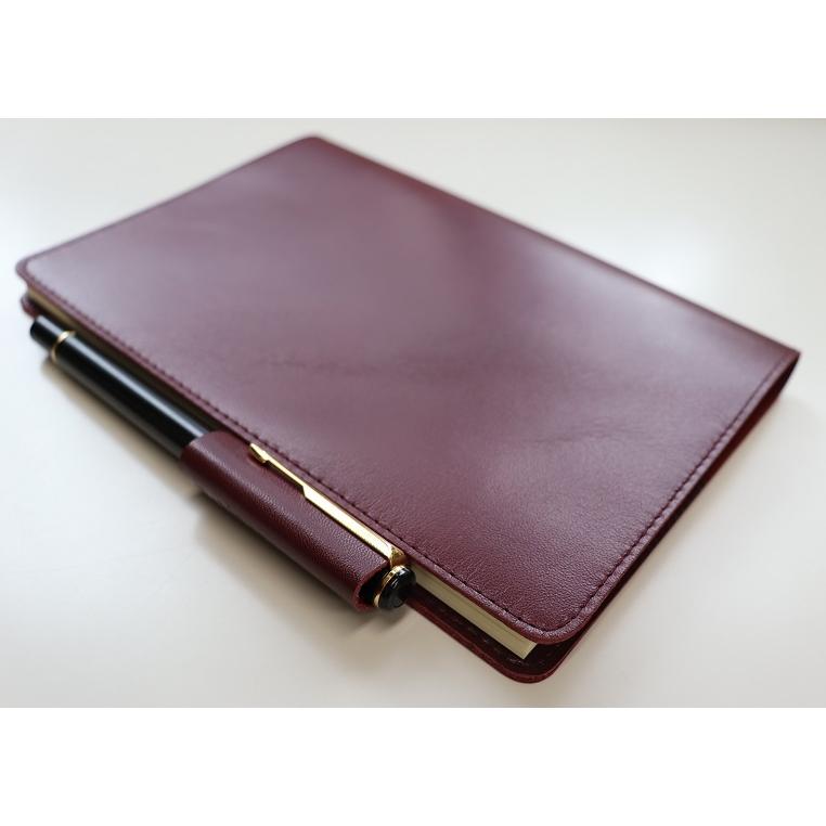牛革 ワインピンク B6 手帳カバー 封筒型 ペンケース 付 本革 フルカバー 本革○牛革○B6○ワイン○レザーカバー○ノートカバー○スケジュール帳