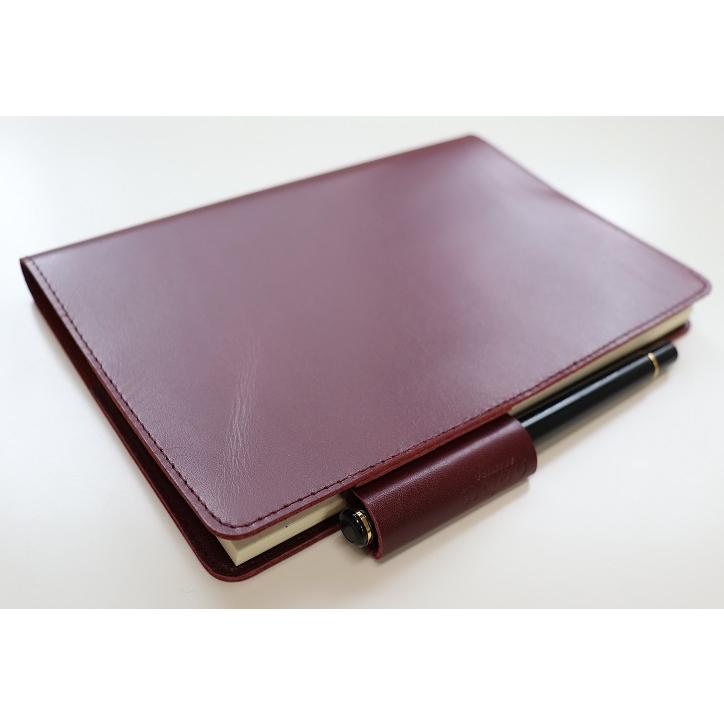 牛革 ワインピンク B6 手帳カバー 封筒型 ペンケース 付 本革 フルカバー 本革○牛革○B6○ワイン○レザーカバー○ノートカバー○スケジュール帳