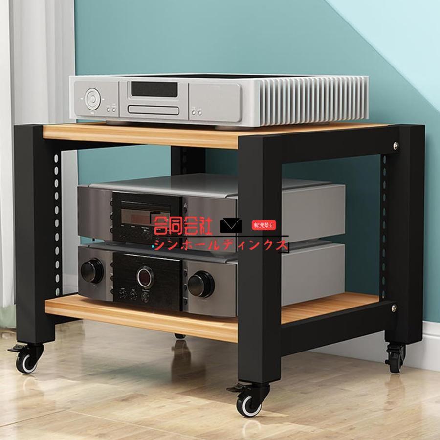 オーディオラック3段キャスター付きインテリア 棚ゲーム機ラック