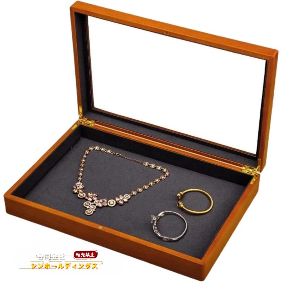 蓋付きのジュエリートレイ 木製ジュエリーボックス 仕切りなし 指輪