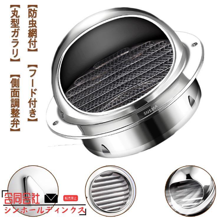 ダクトホース接続 ダクト用 吸気口 換気口 丸型 防虫網付 ステンレス製 