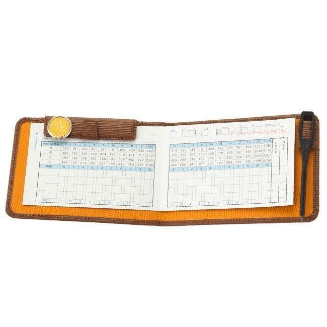 Fiora ゴルフスコアカードケース 横 3個セット バインダー式 スコアカードホルダー スコアカードカバー 牛革 本革 革 オシャレ おしゃれ メンズ レディース 横 牛革 本革 革 オシャレ おしゃれ メンズ レディース ×