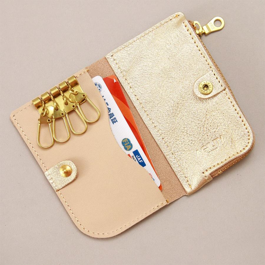 ネコポス キーケース コインケース 一体型 金 銀 ゴールド シルバー 本革 おしゃれ Agility Affa アジリティアッファ ベル M便 3 3 1622 Lc 革の物語 通販 Yahoo ショッピング