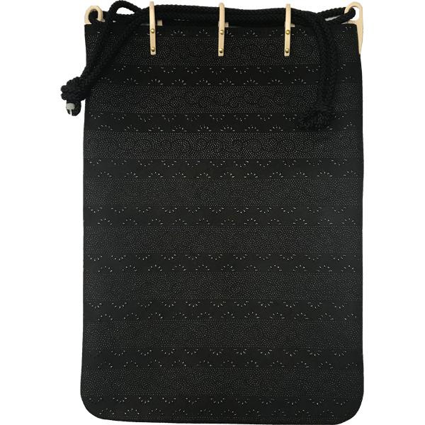 未使用　京印伝　黒い合切巾着袋　皮 印傳屋（INDEN-YA） 巾着 印伝 本革 和柄 送料無料 甲州印伝 本皮