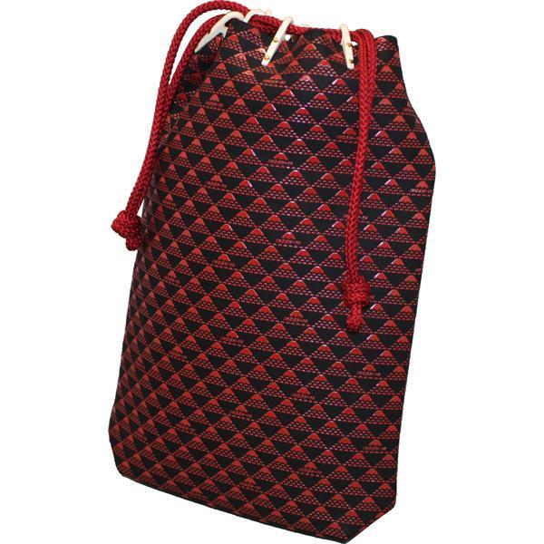 印傳屋上原勇七 INDEN-YA たかね No.2811合切袋 黒地赤漆　　甲州印伝 甲州印傳 インデンヤ 鹿革に漆付け 和柄 和装 たかね