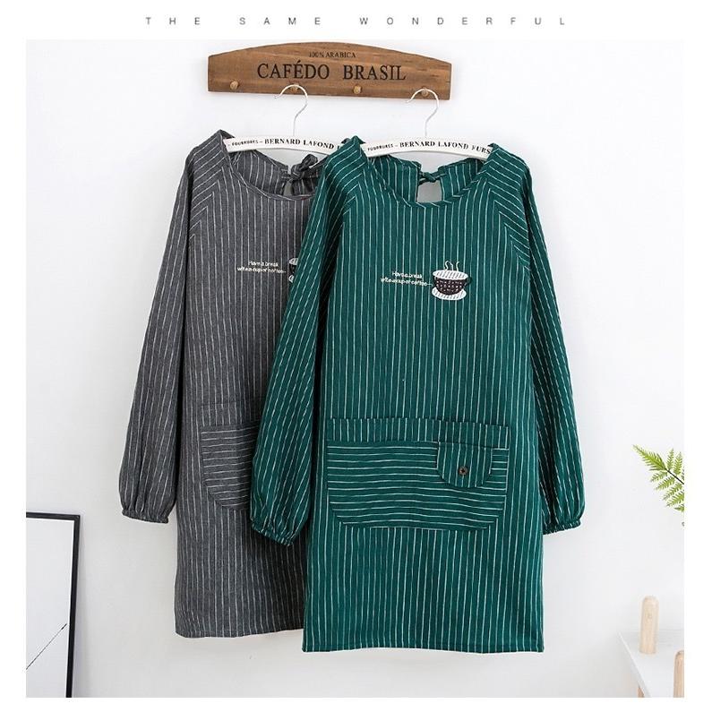 エプロン レディース メンズ 長袖 割烹着 ストライプ クルーネック シンプル エプロンワンピース ポケット付き 洗濯ok おしゃれ 男女兼用 保育士 飲食店 Kawamura 00 786 2 川村yahoo ショップ 通販 Yahoo ショッピング