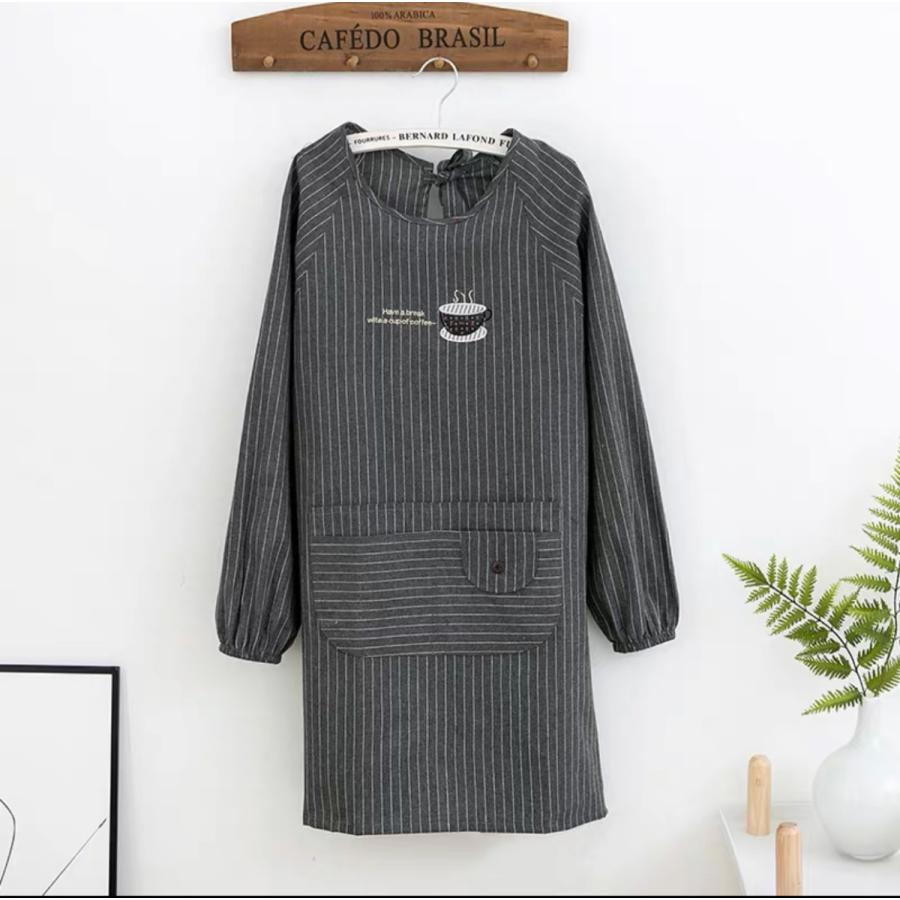 エプロン レディース メンズ 長袖 割烹着 ストライプ クルーネック シンプル エプロンワンピース ポケット付き 洗濯ok おしゃれ 男女兼用 保育士 飲食店 Kawamura 00 786 2 川村yahoo ショップ 通販 Yahoo ショッピング