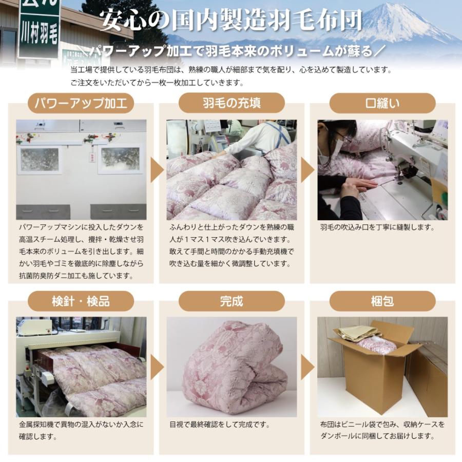 羽毛布団 シングル 冬用 日本製 マザーグースダウン95％ 増量1.2kg