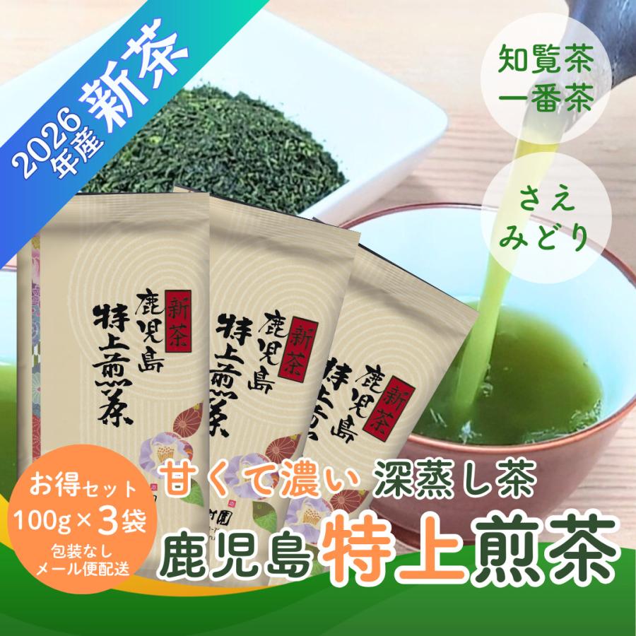 新茶 2026 お茶 知覧茶 鹿児島特上煎茶 100g×3袋 メール便配送セット