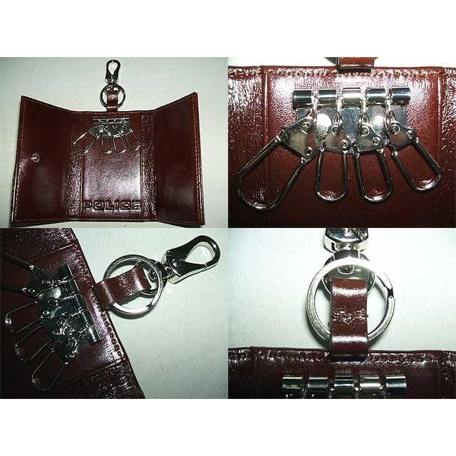 POLICE ポリス スムース牛革＆パイソン型押し キーケース ブラック ブラウン ホワイト 0511 POLICE（ポリス） スムース牛革＆パイソン型押し キーケース 0511