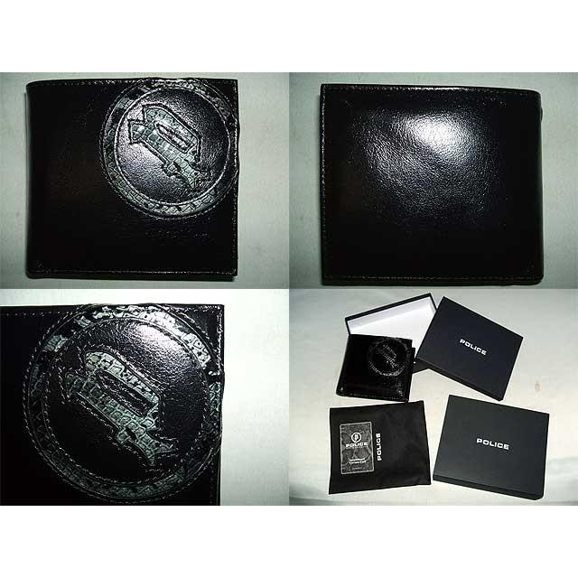 POLICE（ポリス） スムース牛革＆パイソン型押し 二つ折り財布 0512