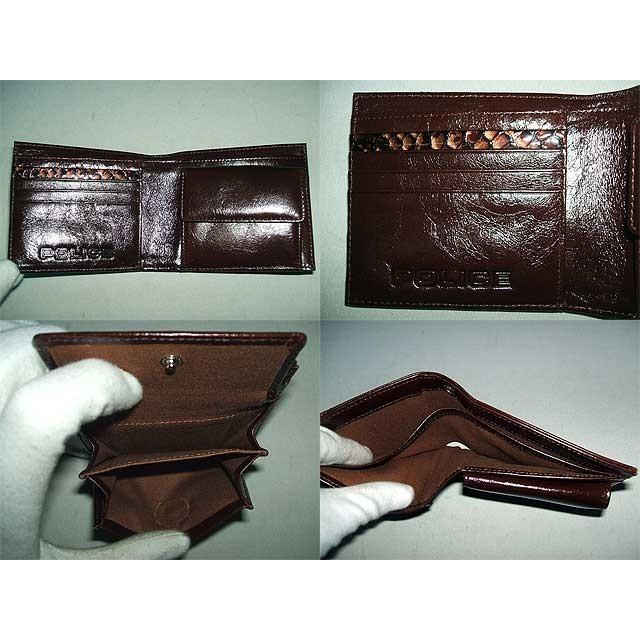 POLICE（ポリス） スムース牛革＆パイソン型押し 二つ折り財布 0512