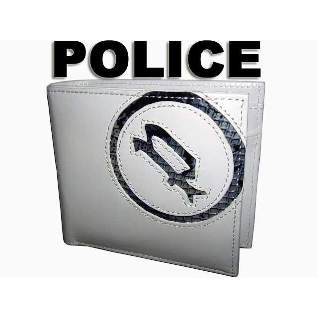 POLICE（ポリス） スムース牛革＆パイソン型押し 二つ折り財布 0512