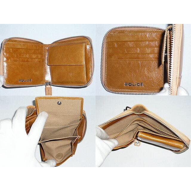 POLICE ポリス イタリアンヌメシリーズ ラウンドファスナー式二つ折り財布)クロ、、 POLICE（ポリス） メンズ イタリアンヌメシリーズ ラウンドファスナー