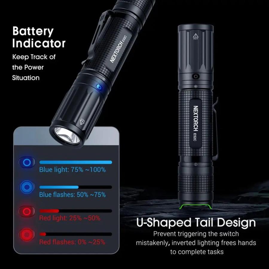 Nextorch E52C Flashlight 3000ルーメン NEXTORCH E52C Flashlight – 3000 Lumen EDC Tactical Light
