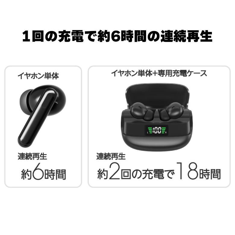 ワイヤレスイヤホン Bluetooth5.3 ヘッドセット ブルートゥース イヤフォン 片耳 軽量 グリーンハウス ブラック GH-TWSW-BK/4838/送料無料｜kawanetjigyoubu｜05