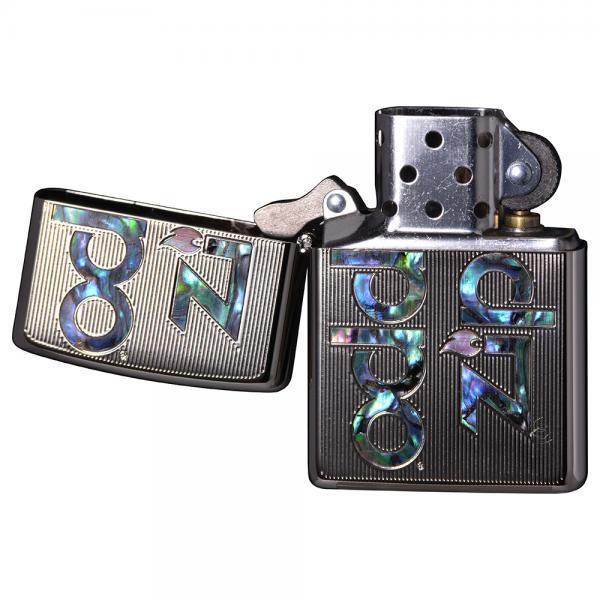 ジッポー オイルライター SHELL INLAY ZIPPO LOGO/プラチナ 両面エッチング 貝貼り 2PTK-LOGO&ギフトボックス ...