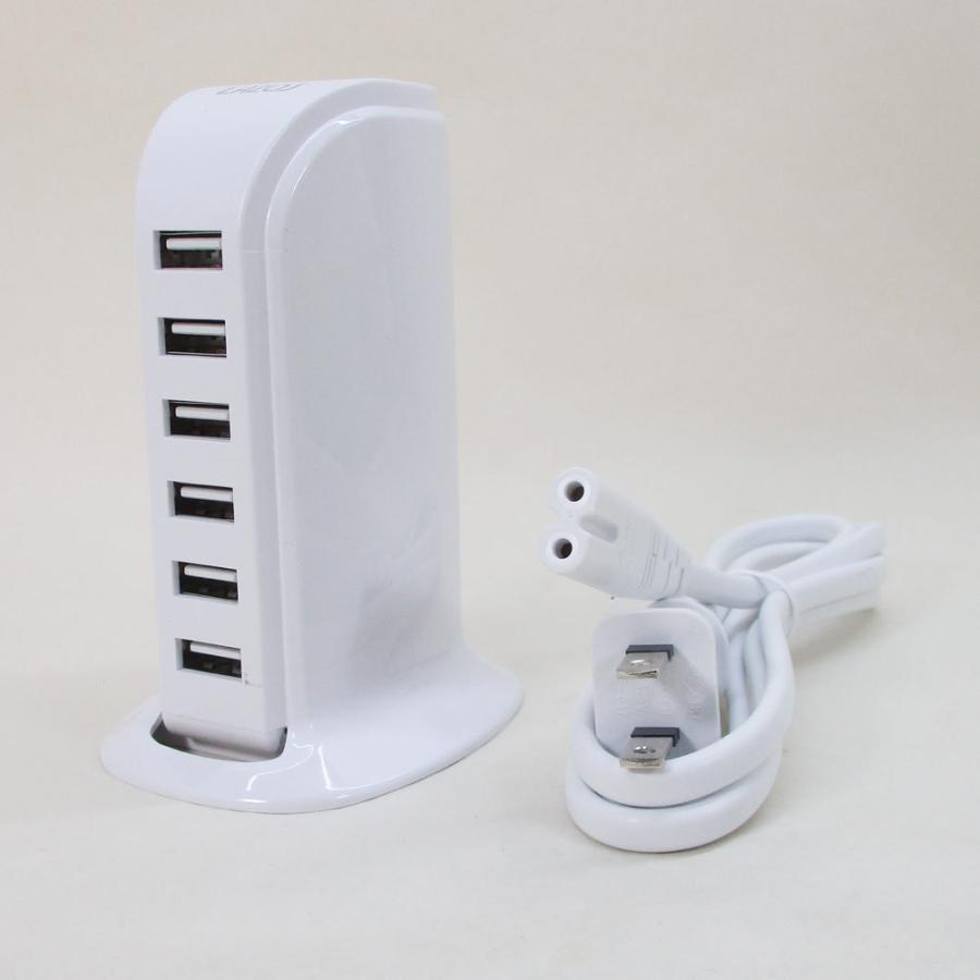 USB 6ポート AC充電器 ACアダプター LAZOS ホワイト L-AC6-W/6080ｘ２台セット/卸｜kawanetjigyoubu