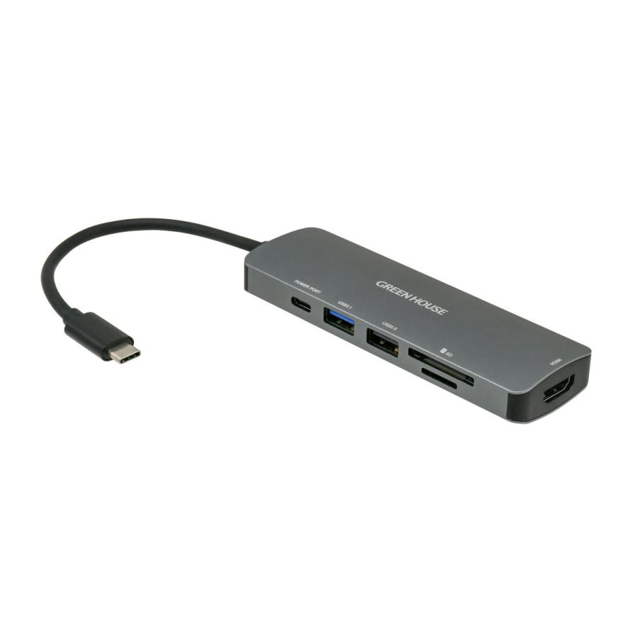 ドッキングステーション カードリーダー USB+CR+HDMI+PD60W給電 USB Type-C USB3.1 Gen1 6in1 グリーンハウス GH-MHC6A-SV/8721/送料無料メール便 ポイント消化｜kawanetjigyoubu