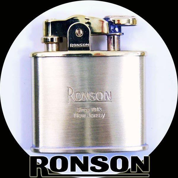 Ronson アンティークライター 茶色と銀色のストライプ RONSON ターボライター ガス ロンジェット ブラスサテン