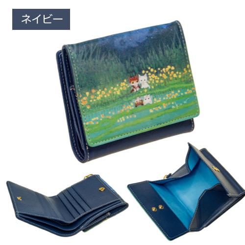 母の日 ギフト 渡辺あきお 猫柄 二つ折り財布 本革 牛革 box型 母の日 ギフト 渡辺あきお 猫柄 二つ折り財布 本革 牛革 box型