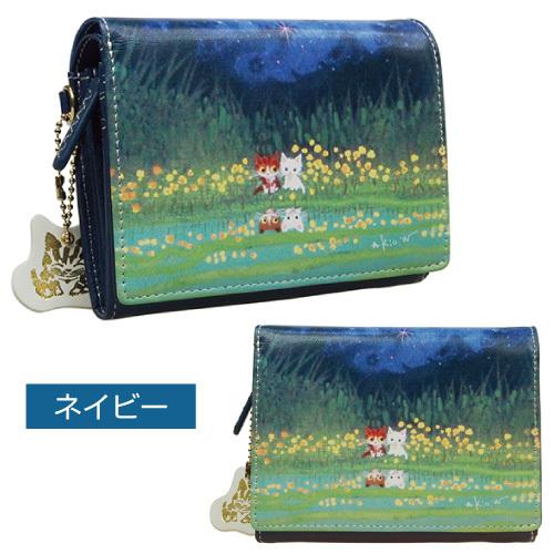 母の日 ギフト 渡辺あきお レディ−ス 猫柄 二つ折り財布 牛革 母の日 ギフト 渡辺あきお レディ−ス 猫柄 二つ折り財布 牛革
