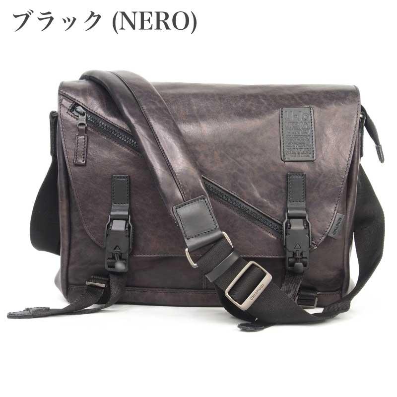 CHIARUGI キアルージ 本革 レザー メッセンジャーバッグ ショルダーバッグ 斜めがけ ヴィンテージ風 大容量 イタリア  アーバンジャーニー  20302  ブラック |  | 01