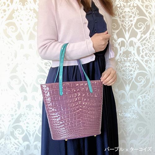 未使用級品！シャインクロコダイル　定価85万　センター取り　大容量ハンドバッグ カワノバッグ / 【日本製】 センター取り クロコダイル 本革