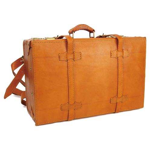 希少 穿山甲 センザンコウ バッグ 2枚革 トランク アタッシュ ケース 本革 リュックサック型トランクケース 本体40cm 2way 牛革 ヌメ革