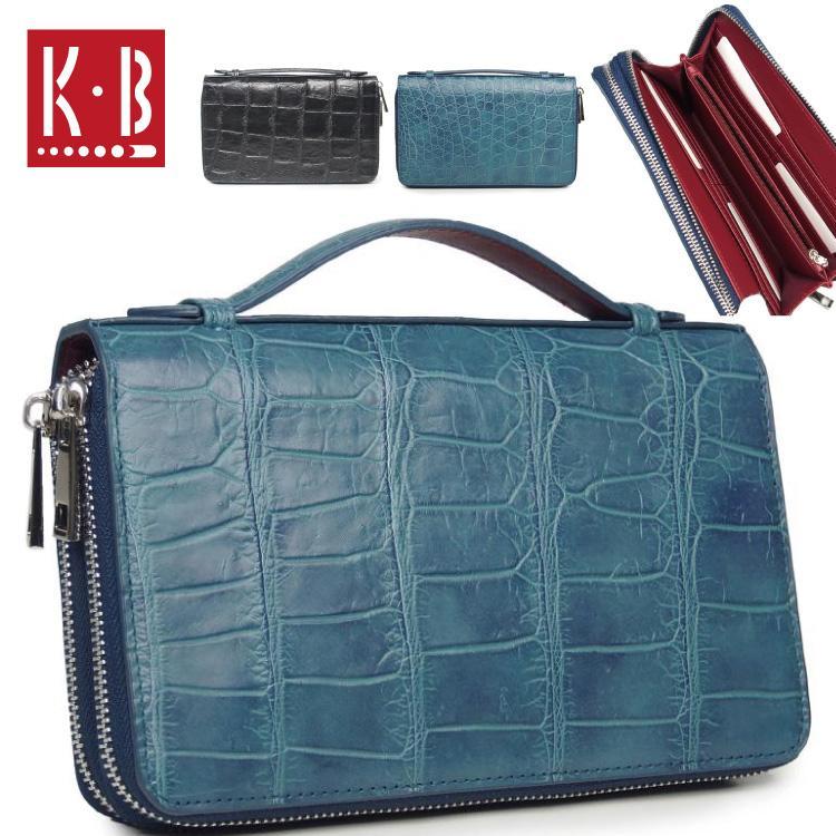 クロコダイル　ワニ　メンズ　オーガナイザーバッグ　マット加工　クラッチバッグ　セカンドバッグ　長財布　手持ち型　ダブルファスナー | 