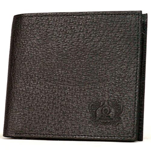 牛革 メール便送料無料 2つ折り財布 豚革型押し ブラック x ブラック カワノオリジナル | 