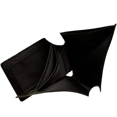 牛革 メール便送料無料 2つ折り財布 豚革型押し ブラック x ブラック カワノオリジナル |  | 03