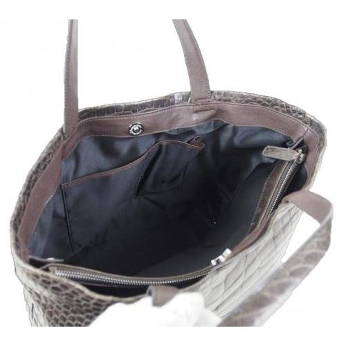 センター取り クロコダイル アオリ型 大型トートバッグ ハンドバッグ マット仕上げ チョコ |  | 02