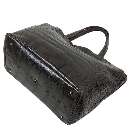 センター取り クロコダイル アオリ型 大型トートバッグ ハンドバッグ マット仕上げ チョコ |  | 04