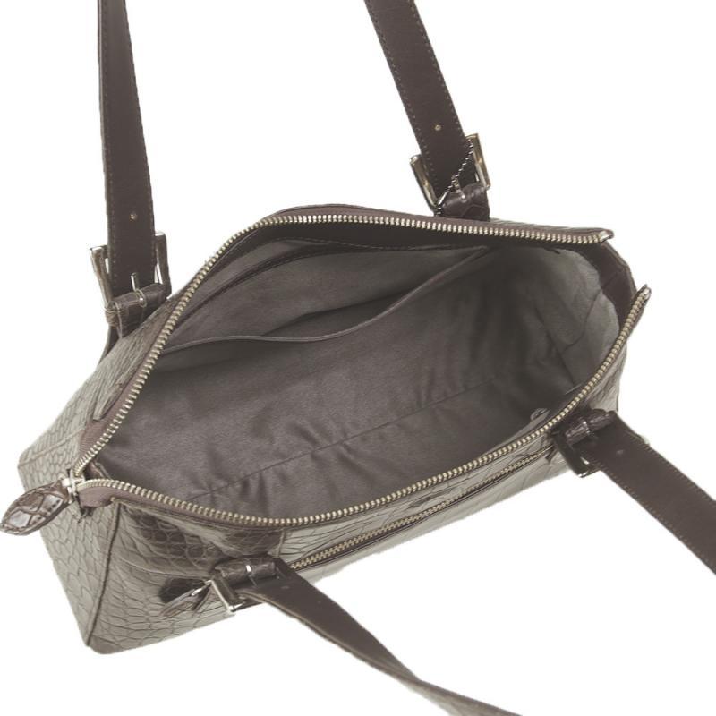 【日本製 】 クロコダイル ショルダーバッグ ハンドバッグ マット加工 ブラウン |  | 03