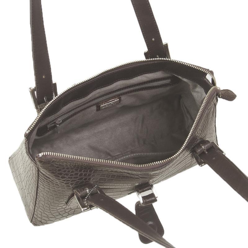 【日本製 】 クロコダイル ショルダーバッグ ハンドバッグ マット加工 ブラウン |  | 04