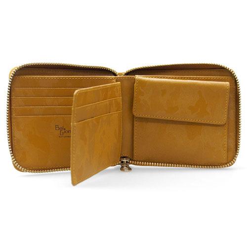 二つ折り財布 牛革 パスケース収納付き ラウンドファスナー小銭入れ付き 迷彩柄 BelGiorno ベルジョルノ M90-006 |  | 02