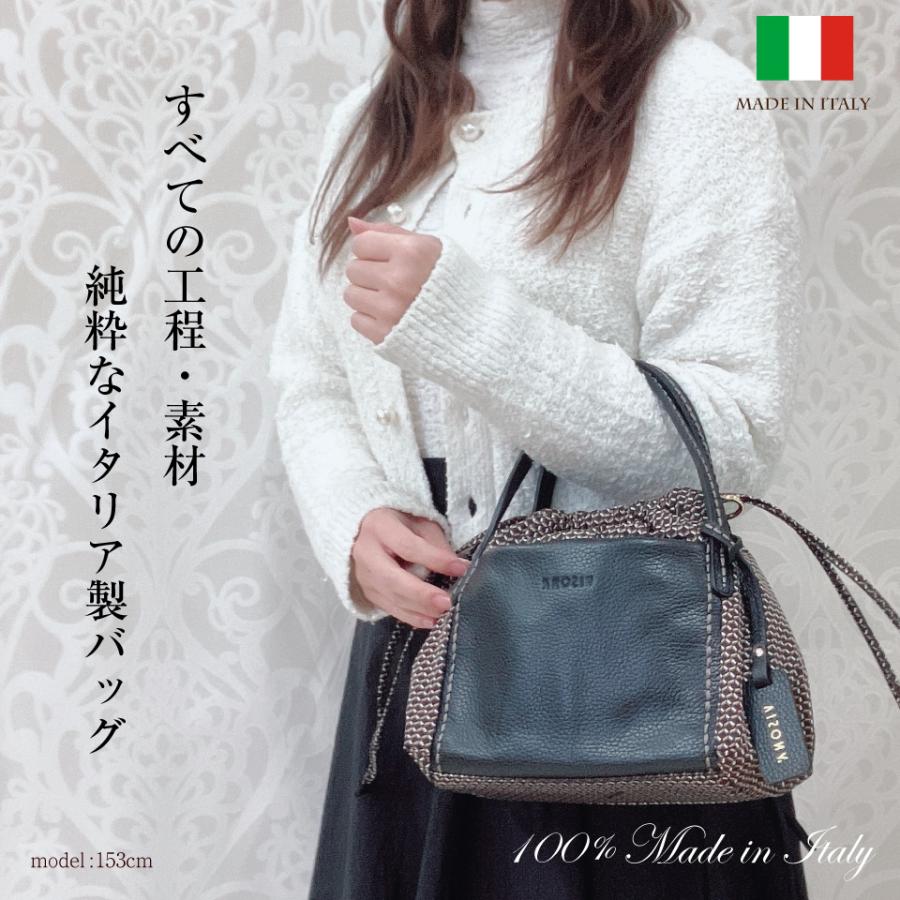 新入荷】 イタリア製 ナイロン 牛革 ミニ トートバッグ 巾着型 2way 超