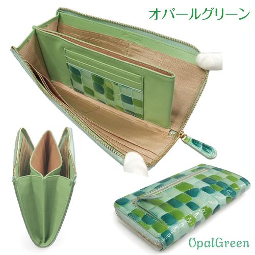 Ｌ字ファスナー 長財布 マチ付き 牛革 本革  軽量  ステンドグラス調  エナメル加工 レディ−ス 送料無料 STE-04 |  | 16