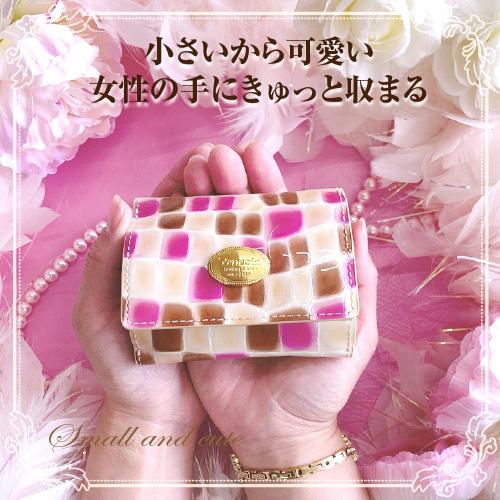 三つ折り財布 牛革 本革 BOX型小銭入れ ミニ財布 ショートウォレット ステンドグラス調 軽量  エナメル加工 STE-07 |  | 07