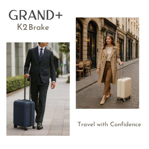グランプラス GRAND+K2ブレーキ (キャビンサイズ) 拡張機能付きスーツケース 日乃本製静音キャスター TSダイヤルロック ブレーキキャスター搭載 |  | 18