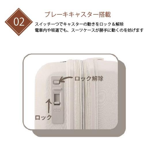 グランプラス GRAND+K2ブレーキ (キャビンサイズ) 拡張機能付きスーツケース 日乃本製静音キャスター TSダイヤルロック ブレーキキャスター搭載 |  | 02