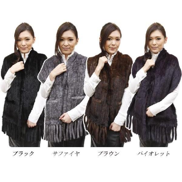 ファーショール 毛皮マフラー ミンク毛皮 レディース ポケット付き