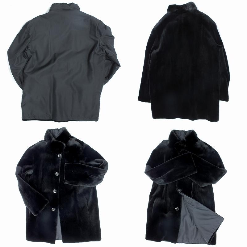 高級 毛皮コート レディース シェアードミンク シルク リバーシブル