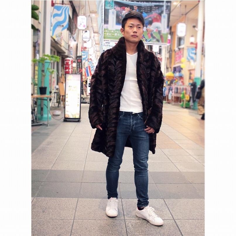 フォックス ファーコート メンズ 毛皮コート ハーフコート シェアード