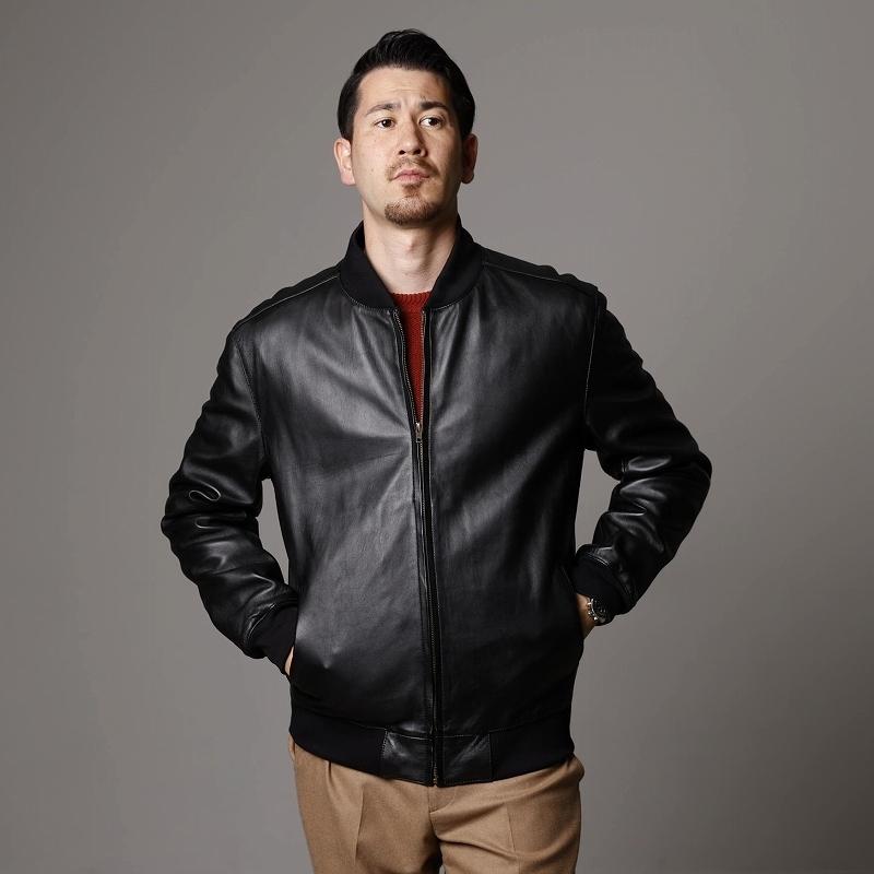 Mo-LAWS 大きいサイズ MA-1ジャケット レザージャケット 革ジャン