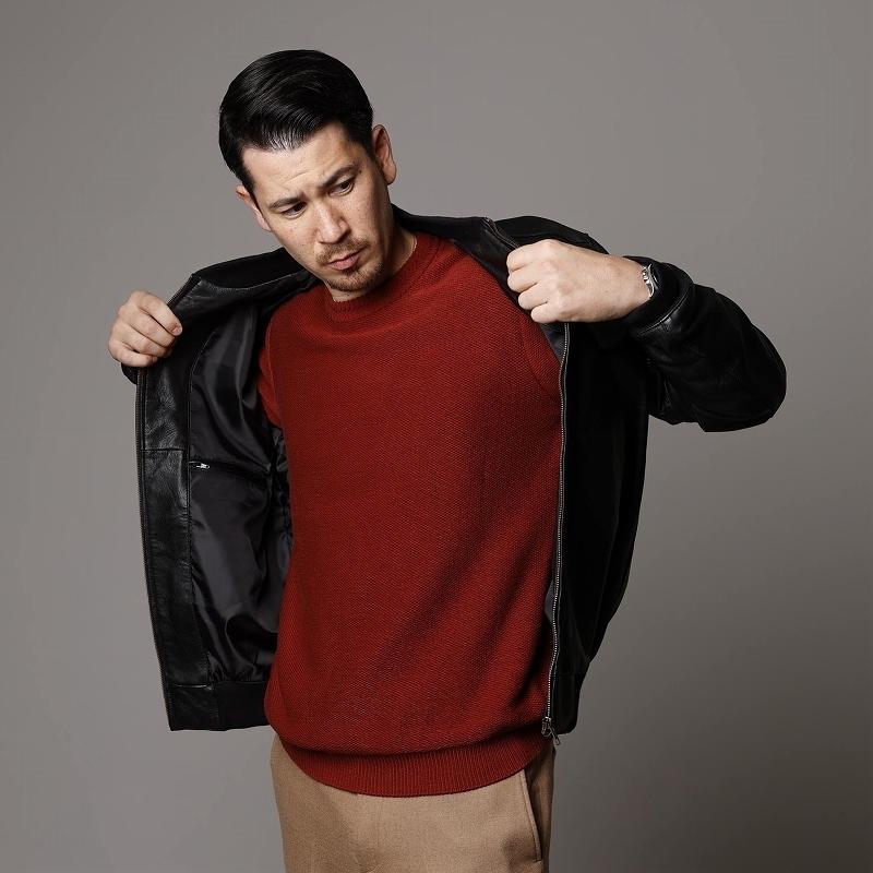 Mo-LAWS 大きいサイズ MA-1ジャケット レザージャケット 革ジャン