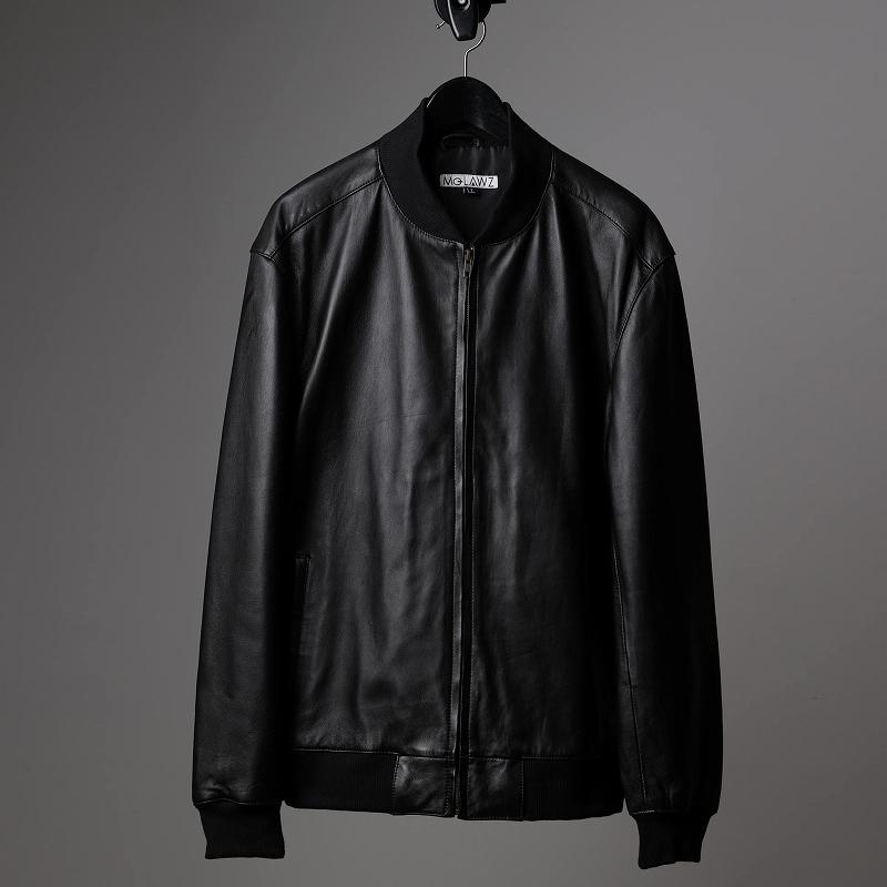 Mo-LAWS 大きいサイズ MA-1ジャケット レザージャケット 革ジャン
